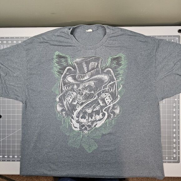 Skull Gambling Tshirt Mens XXXL Poker Cards Dice Biker Y2K Streetwear Skater - Picture 1 of 7